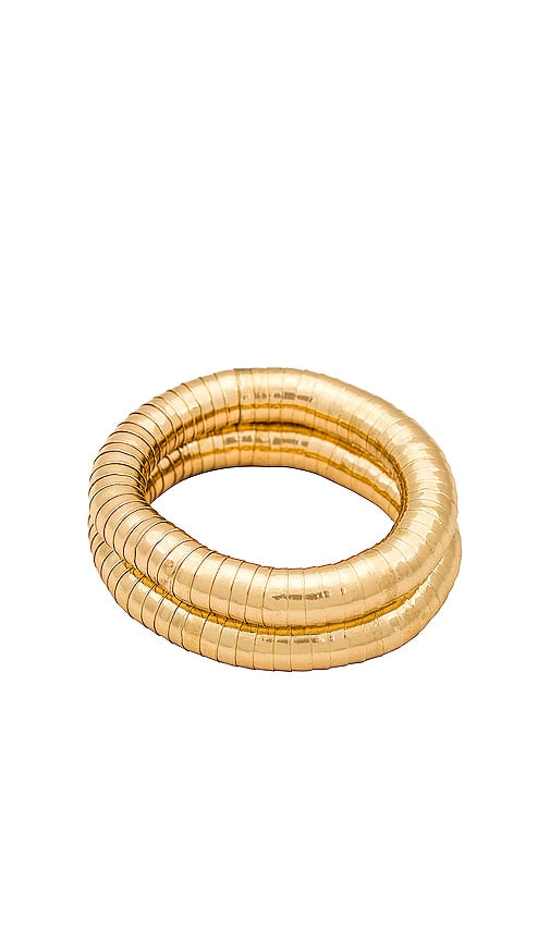 Ettika Bend Bracelet Set in Metallic Gold