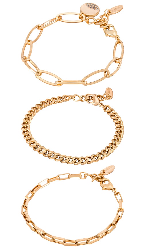 Ettika Chain Bracelet Set in Metallic Gold