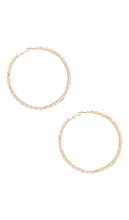 Ettika Crystal Baguette Hoop Earrings in Metallic Gold