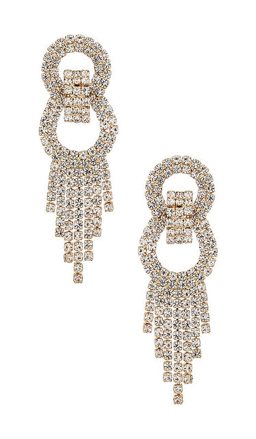 Ettika Crystal Fringe Earrings in Metallic Gold