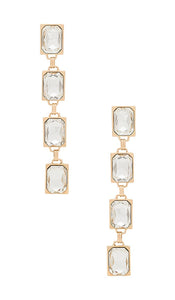 Ettika Crystal Rectangle Earrings in Metallic Gold