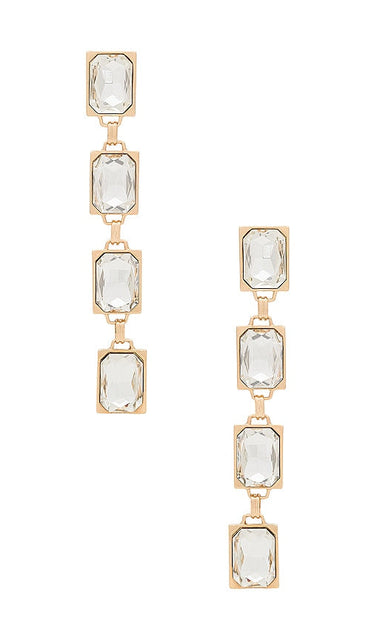 Ettika Crystal Rectangle Earrings in Metallic Gold