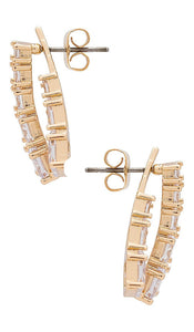 Ettika Crystal V-shape Stud Earrings in Metallic Gold