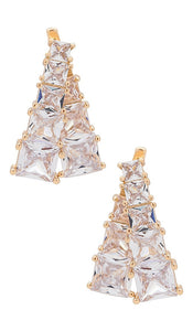 Ettika Crystal V-shape Stud Earrings in Metallic Gold