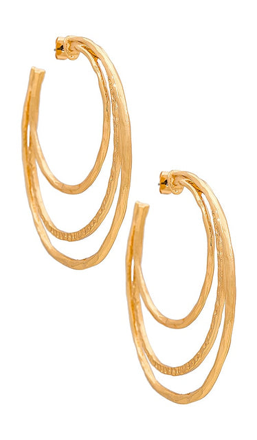 Ettika Double Up Hoops in Metallic Gold