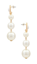 Ettika Graduating Pearl Dangle Earrings in Metallic Gold