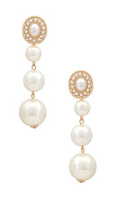Ettika Graduating Pearl Dangle Earrings in Metallic Gold