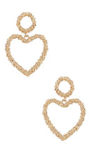 Ettika Heart Drop Earrings in Metallic Gold