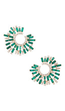 Ettika Opulent Crystal Stardust Open Circle Earrings in Green
