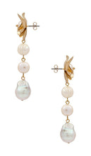 Ettika Pearl And Flower Earrings in Metallic Gold