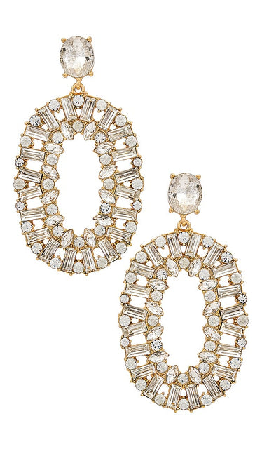 Ettika Sparkle Oval Dangle Earrings in Metallic Gold