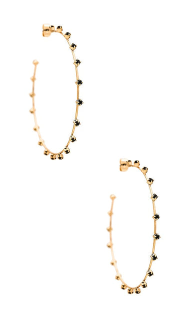 Ettika Studded Hoops in Metallic Gold