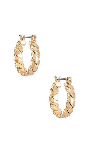 Ettika Twist Hoop Earrings in Metallic Gold