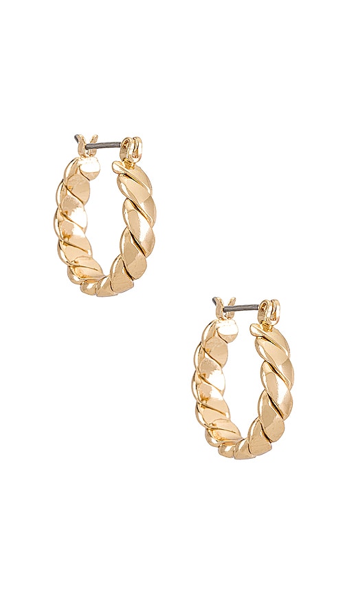 Ettika Twist Hoop Earrings in Metallic Gold