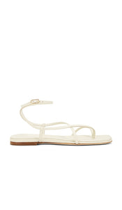Freda Salvador Alexia Sandal in Ivory | Bone Calf Flat Sandals for Women