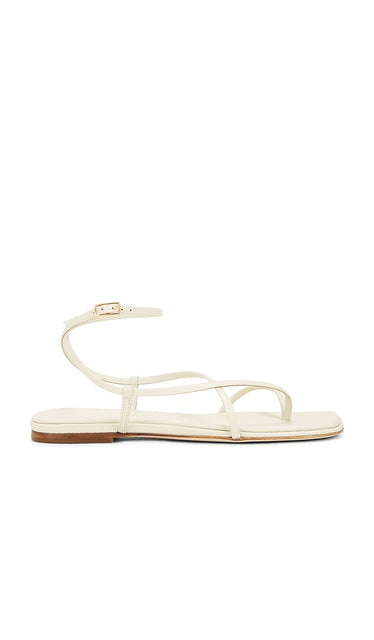Freda Salvador Alexia Sandal in Ivory | Bone Calf Flat Sandals for Women