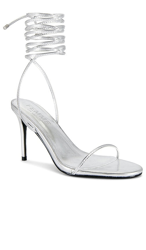 FEMME LA 3.0 Barely There Sandal in Metallic Silver