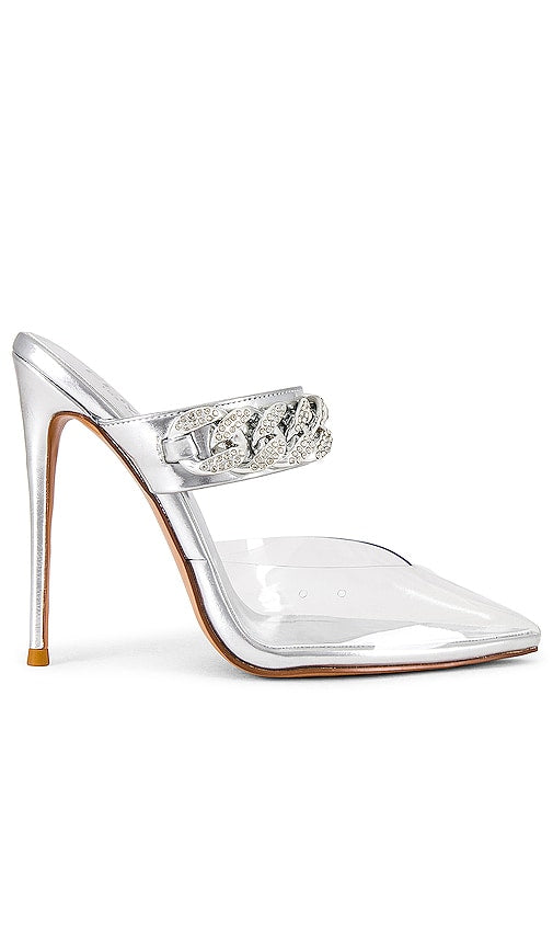 FEMME LA AXN Slipper 120 in Metallic Silver - Pantoufle FEMME LA AXN 120 en argent métallisé - FEMME LA AXN 金属银拖鞋 120 - FEMME LA AXN Slipper 120 in Metallic-Silber - FEMME LA AXN 슬리퍼 120 메탈릭 실버 소재 - Ciabatta FEMME LA AXN 120 in Argento Metallizzato