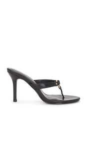 FEMME LA Akio Sandal in Black | Noir Open Toe Mules for Women