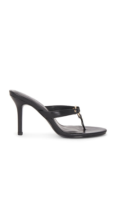 FEMME LA Akio Sandal in Black | Noir Open Toe Mules for Women
