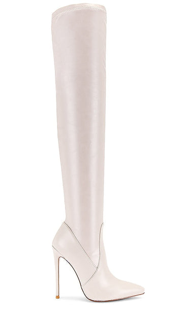 FEMME LA T21 Stretch Boot in Cream - FEMME LA Botte extensible T21 en crème - FEMME LA T21 奶油色弹力靴 - FEMME LA T21 Stretch-Stiefel in Creme - FEMME LA T21 스트레치 부츠 크림색 - Stivale elasticizzato FEMME LA T21 in crema