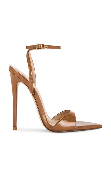 FEMME LA x REVOLVE GG Heel in Brown | Tobacco Open Toe Heels for Women