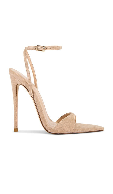 FEMME LA x REVOLVE GG Heel in Nude | Nude Suede Open Toe Heels for Women