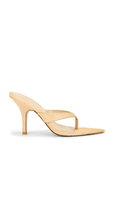 FEMME LA x REVOLVE Tokyo Thong Sandal in Tan | Tan Pony Hair Open Toe Mules for Women