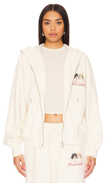 FIORUCCI Angel Zip Hoodie in Cream - FIORUCCI Angel Sweat à capuche zippé en crème - FIORUCCI 奶油色 Angel 拉链连帽衫 - FIORUCCI Angel Zip Hoodie in Creme - FIORUCCI 엔젤 지퍼 후디 - FIORUCCI Felpa con cappuccio Angel Zip color crema