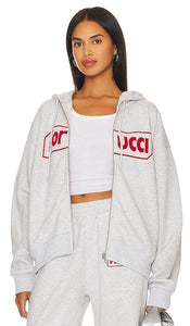 FIORUCCI Logo Zip Hoodie in Grey - FIORUCCI - Sweat à capuche zippé avec logo en gris - 灰色 FIORUCCI 徽标拉链连帽衫 - Kapuzenpullover mit Reißverschluss und FIORUCCI-Logo in Grau - FIORUCCI 로고 지퍼 후디그레이 색상 - Felpa con cappuccio e zip con logo FIORUCCI in grigio