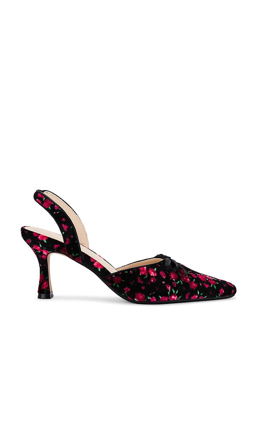 For Love & Lemons Lyana Heel in Black | Rose Sling Back Heels for Women