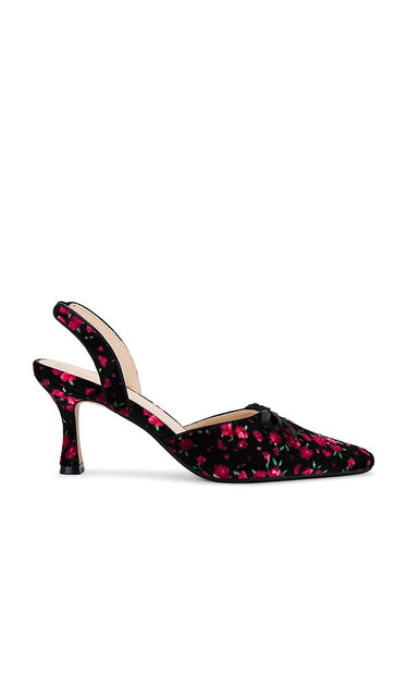 For Love & Lemons Lyana Heel in Black | Rose Sling Back Heels for Women