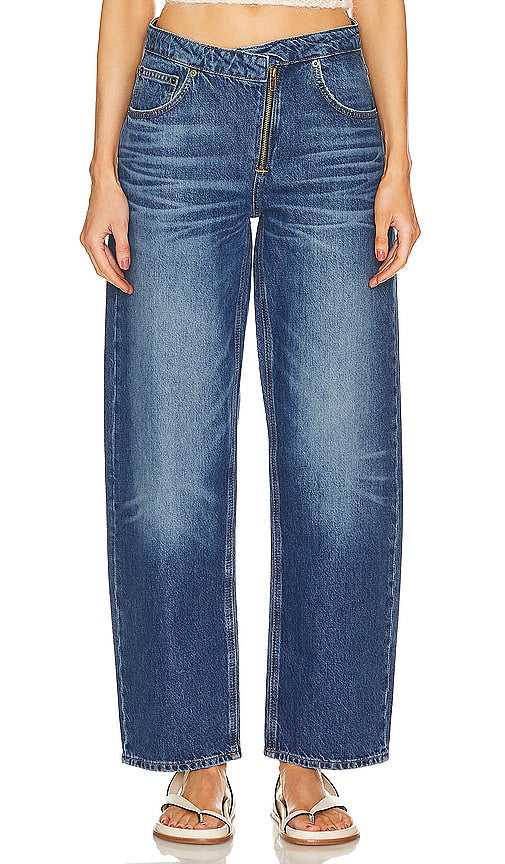 FRAME Angled Zipper Long Barrel in Blue - FRAME Corps long à fermeture éclair en angle en bleu - 蓝色框架斜角拉链长筒 - RAHMEN Abgewinkelter langer Schaft mit Reißverschluss in Blau - FRAME 앵글드 지퍼 롱 배럴 블루 색상 - STRUTTURA Cerniera angolata a cilindro lungo in blu