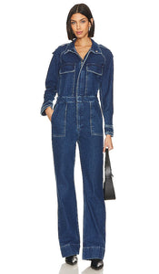 FRAME Cinch Jumpsuit in Blue - FRAME - Combinaison Cinch en Bleu - 蓝色 FRAME 束带连身裤 - FRAME Cinch-Jumpsuit in Blau - FRAME 신치 점프수트 - Tuta Cinch FRAME in blu