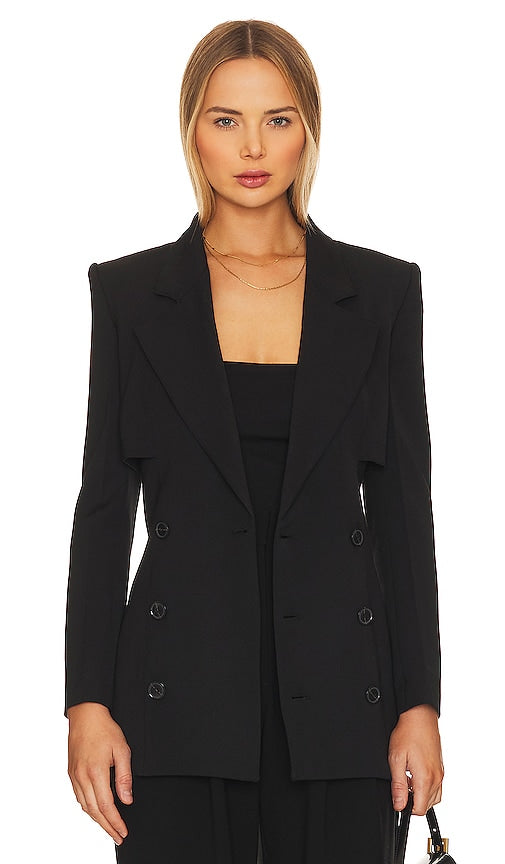FRAME Fitted Storm Flap Blazer in Black