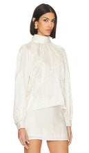 FRAME Foldover Mock Neck Blouse in White