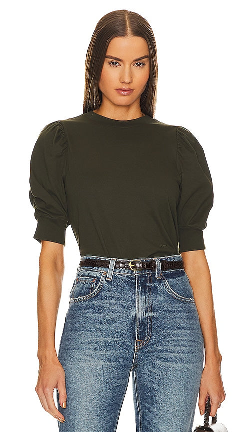 FRAME Frankie Tee in Dark Green - FRAME T-shirt Frankie en vert foncé - FRAME Frankie 深绿色 T 恤 - FRAME Frankie T-Shirt in Dunkelgrün - FRAME Frankie 티셔츠 - TELA Frankie Tee in verde scuro