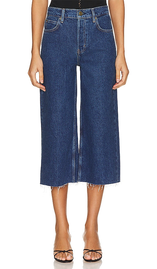 FRAME High Rise Easy Capri in Blue - FRAME Capri facile taille haute en bleu - FRAME 高腰宽松七分裤（蓝色） - FRAME High Rise Easy Capri in Blau - FRAME 하이라이즈 이지 카프리 블루 색상 - STRUTTURA Vita alta Easy Capri in blu