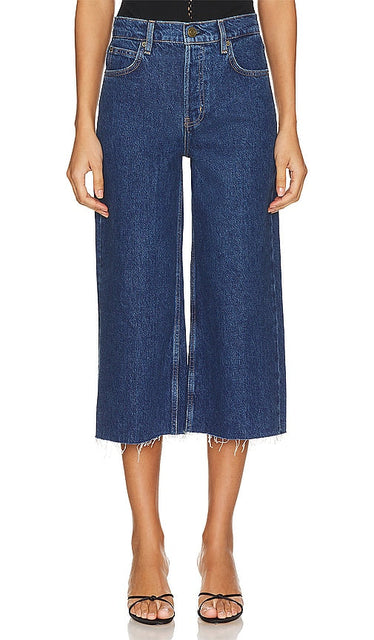 FRAME High Rise Easy Capri in Blue - FRAME Capri facile taille haute en bleu - FRAME 高腰宽松七分裤（蓝色） - FRAME High Rise Easy Capri in Blau - FRAME 하이라이즈 이지 카프리 블루 색상 - STRUTTURA Vita alta Easy Capri in blu