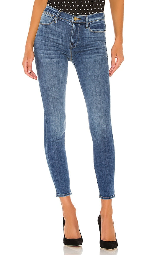 FRAME Le High Skinny in Denim-Medium - FRAME Le High Skinny en Denim-Medium - FRAME Le High 紧身牛仔裤 - 中号 - FRAME Le High Skinny in Denim-Medium - FRAME 르 하이 스키니 데님 미디엄 소재 - FRAME Le High Skinny in Denim-Medio
