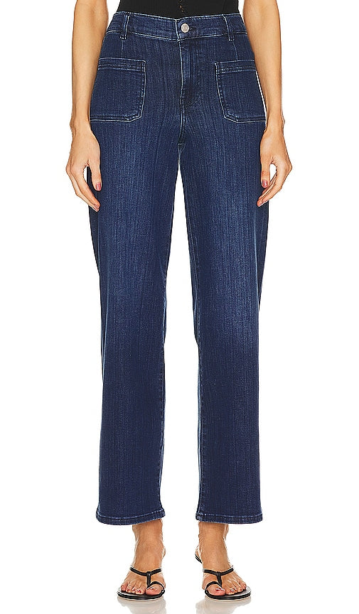 FRAME Le Slim Palazzo Bardot in Denim-Medium - CADRE Le Slim Palazzo Bardot en Denim-Medium - FRAME Le Slim Palazzo Bardot 牛仔布中号 - RAHMEN Le Slim Palazzo Bardot in Denim-Medium - FRAME 르 슬림 팔라쪼 바르도 데님 미디엄 사이즈 - STRUTTURA Le Slim Palazzo Bardot in Denim-Medio