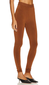 FRAME Shiny Knit Legging in Cognac