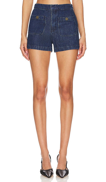 FRAME Trouser Short in Blue - Pantalon court FRAME en bleu - 蓝色 FRAME 短裤 - FRAME Hose kurz in Blau - FRAME 팬츠 쇼트 블루 색상 - Pantaloni corti FRAME in blu