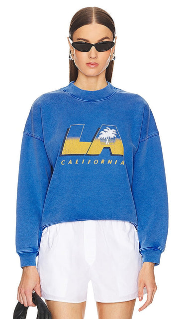 FRAME Vintage La Sweatshirt in Blue - FRAME Sweat-shirt vintage La en bleu - 蓝色 FRAME Vintage La 运动衫 - FRAME Vintage La Sweatshirt in Blau - FRAME 빈티지 LA 스웨트셔츠 블루 색상 - Felpa FRAME Vintage La in blu
