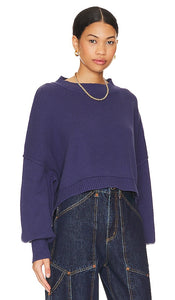 Free People Easy Street Crop in Navy