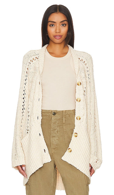 Free People Cable Cardi in Ivory - Free People - Cardi câblé en ivoire - Free People 象牙色电缆开衫 - Free People Cable Cardi in Elfenbein - Free People 케이블 카디 아이보리 색상 - Free People Cable Cardi in avorio