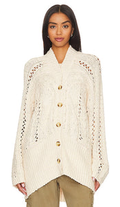 Free People Cable Cardi in Ivory