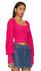 Free People Katie Pullover in Fuchsia