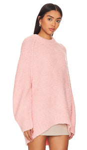 Free People Teddy Sweater Tunic in Pink