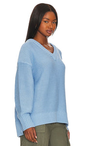 Free People Alli V-neck Sweater in Baby Blue